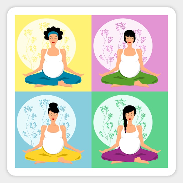 Prenatal yoga practice illustration Sticker by SooperYela